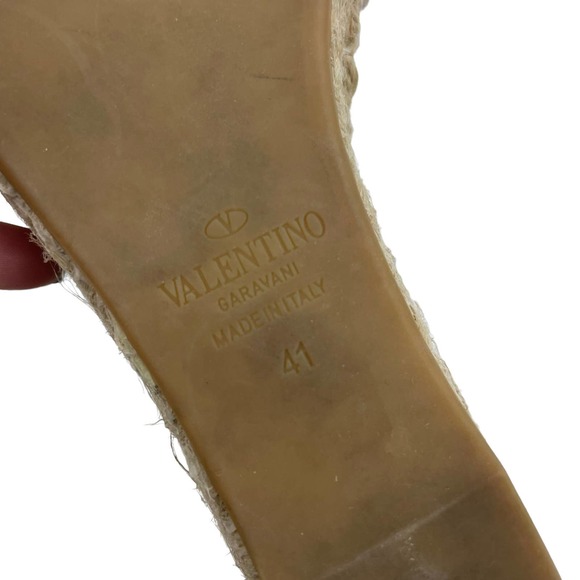 Valentino Garavani Rockstud Espadrille Wedge Sandals 85mm Pink Size 41